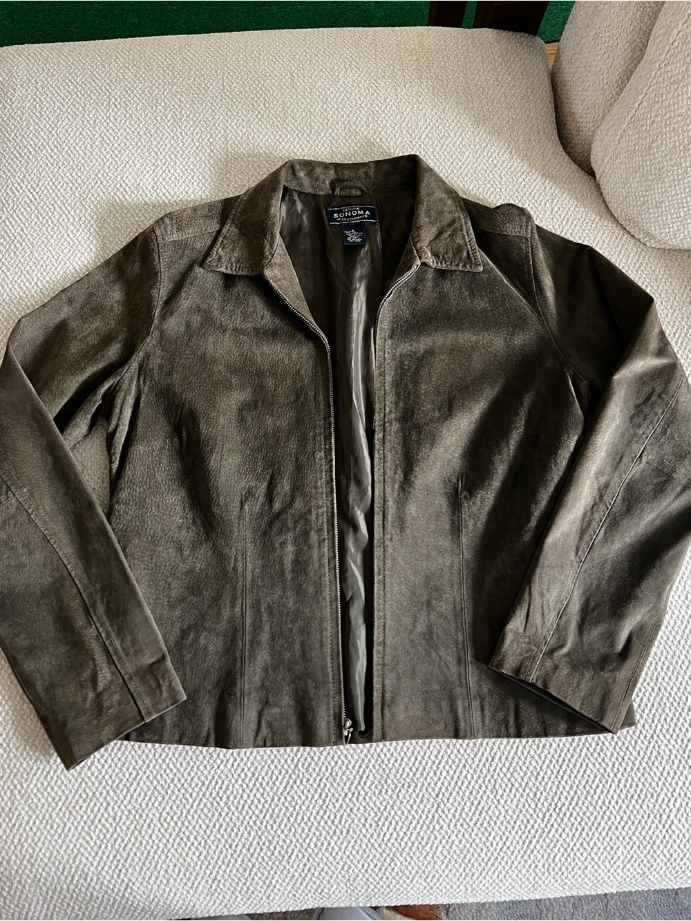 Sonoma| Leather Suede Jacket olive green large